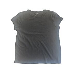 American Eagle Black Ribbed Short Sleeve Top Women's Large